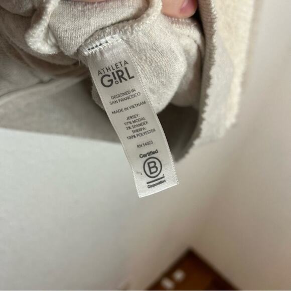 Athleta Girl 12Y Sherpa Full Zip Jacket Large Cream Gray - Picture 6 of 7